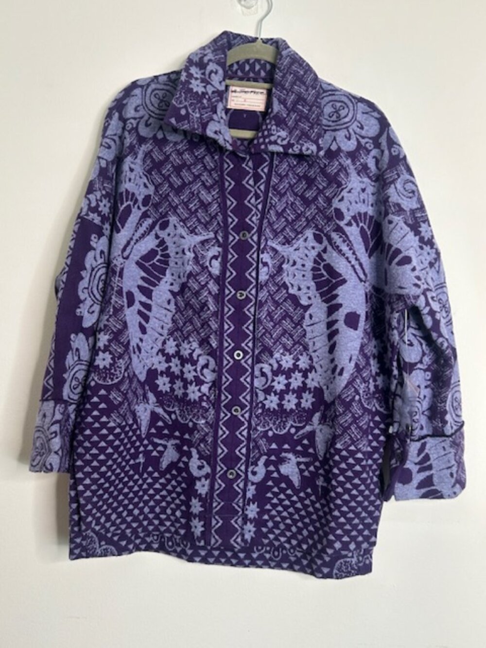 We The Free Free People Butterfly Jacquard Shirt Jacket Purple Blue Combo NEW - Picture 10 of 16